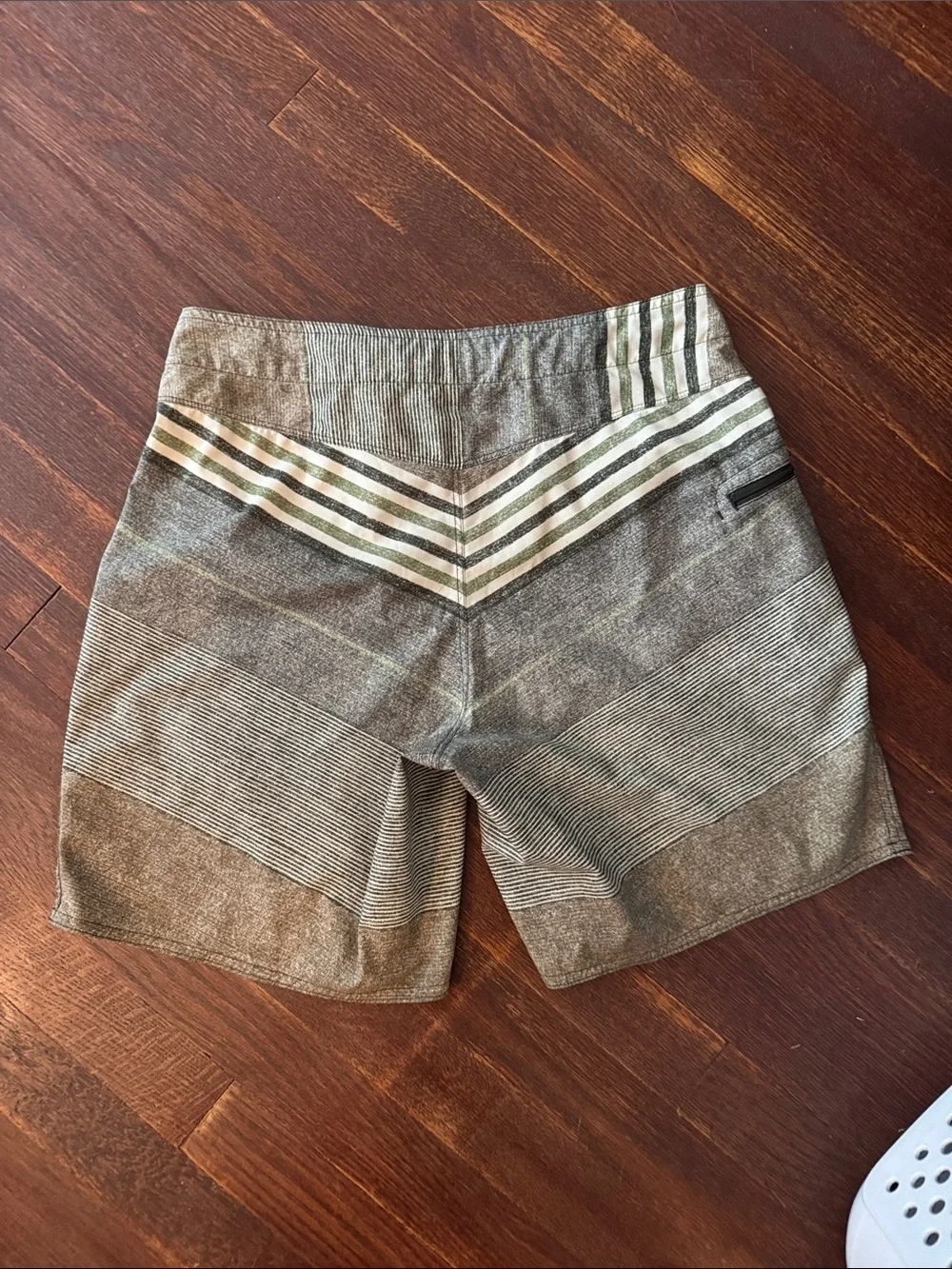 Patagonia Olive Gray Striped Men's Board Shorts